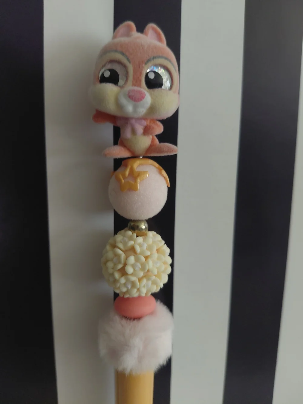 Dale Pink Plush Beaded Pen